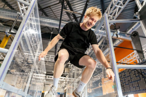 Mathis dans le spider wall chez Obstak